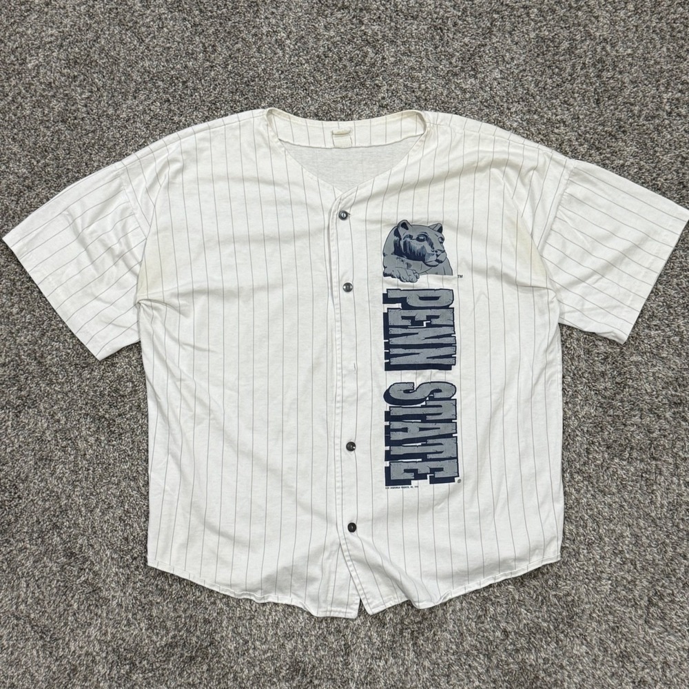 Vintage Penn‎ State Nittany Lions Pinstripe Baseball Jersey Game Day Mens XL USA